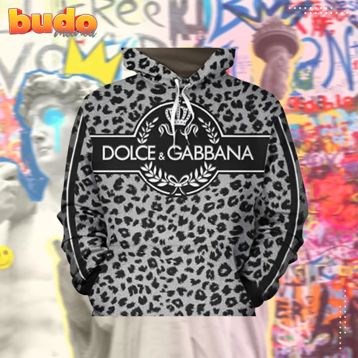 Dolce & gabbana black leopard luxury brand unisex hoodie for men women - hot new